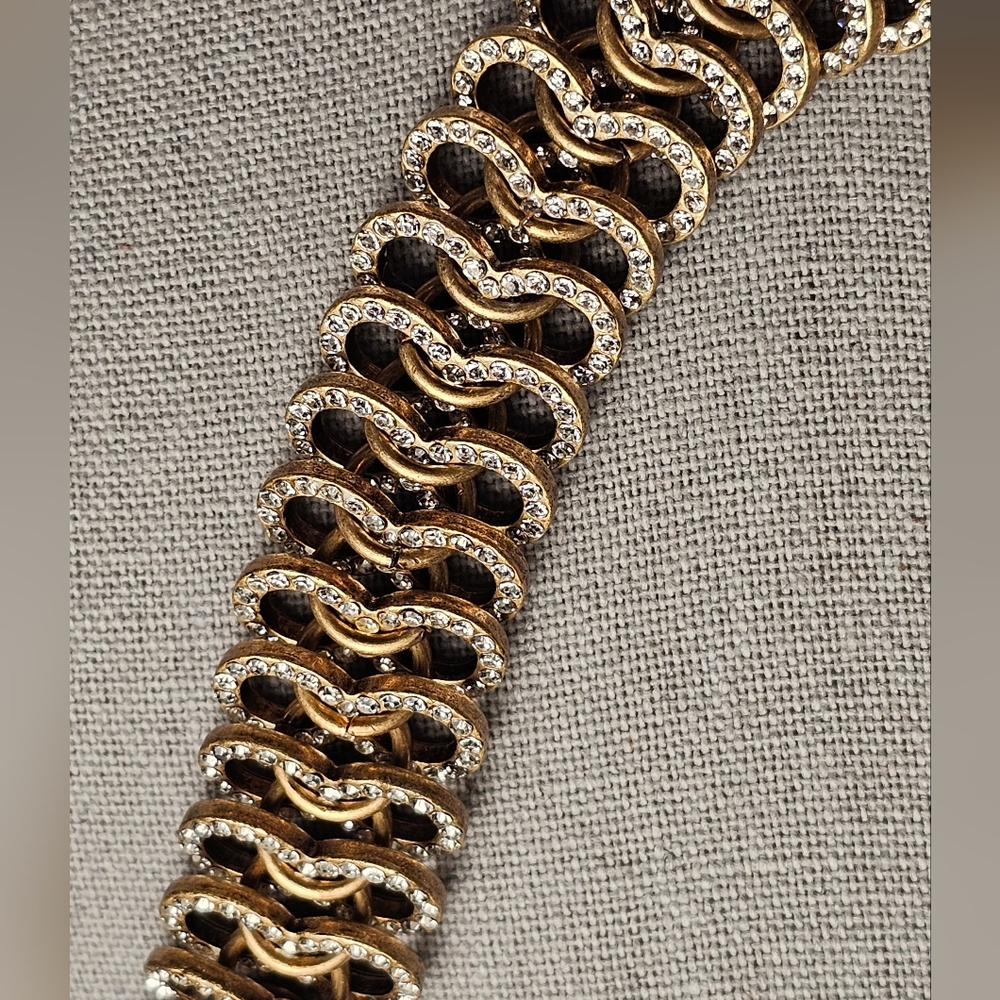 [J. Crew] Vintage Gold Rhinestone Studded Statment Collar Necklace - Picture 5 of 16
